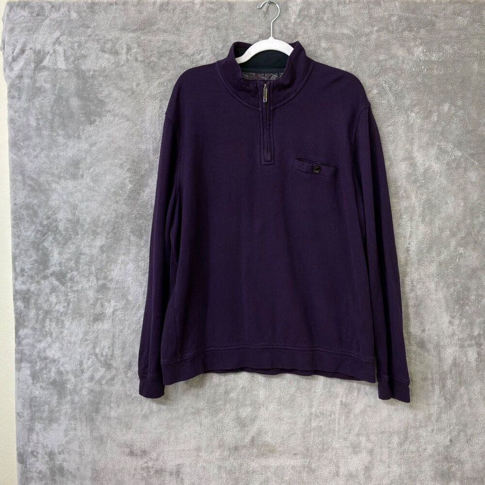 Ted Baker Men's 1/4 Zip Pull over Sweater Size 6 /2XL Purple 7% wool layer